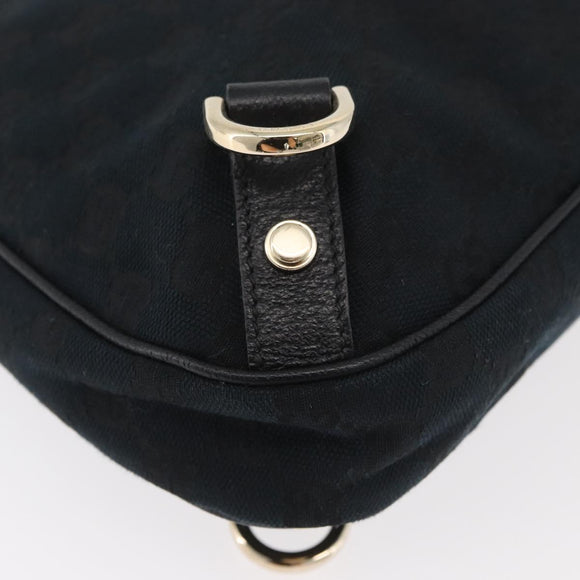 GUCCI Abbey GG Canvas Shoulder Bag Black Gold 130738 Auth 179375A