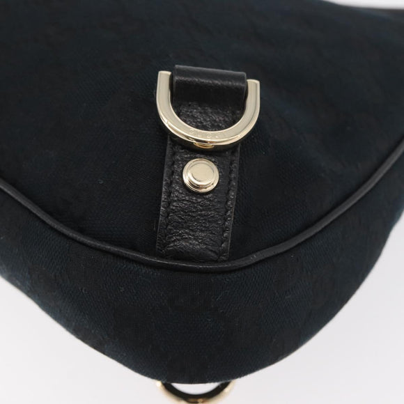 GUCCI Abbey GG Canvas Shoulder Bag Black Gold 130738 Auth 179375A