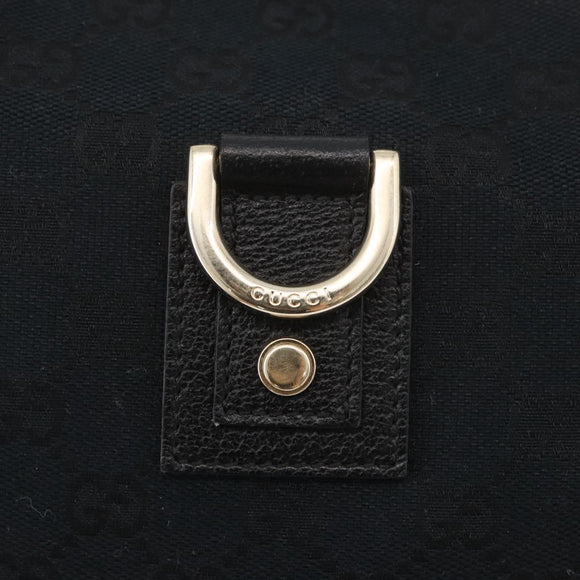 GUCCI Abbey GG Canvas Shoulder Bag Black Gold 130738 Auth 179375A
