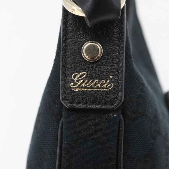GUCCI Abbey GG Canvas Shoulder Bag Black Gold 130738 Auth 179375A