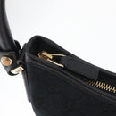 GUCCI Abbey GG Canvas Shoulder Bag Black Gold 130738 Auth 179375A-16
