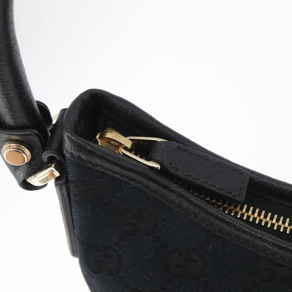 GUCCI Abbey GG Canvas Shoulder Bag Black Gold 130738 Auth 179375A