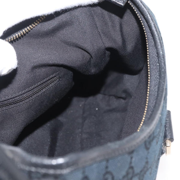 GUCCI Abbey GG Canvas Shoulder Bag Black Gold 130738 Auth 179375A