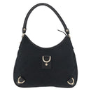 GUCCI Abbey GG Canvas Shoulder Bag Black Gold 130738 Auth 179375A-2