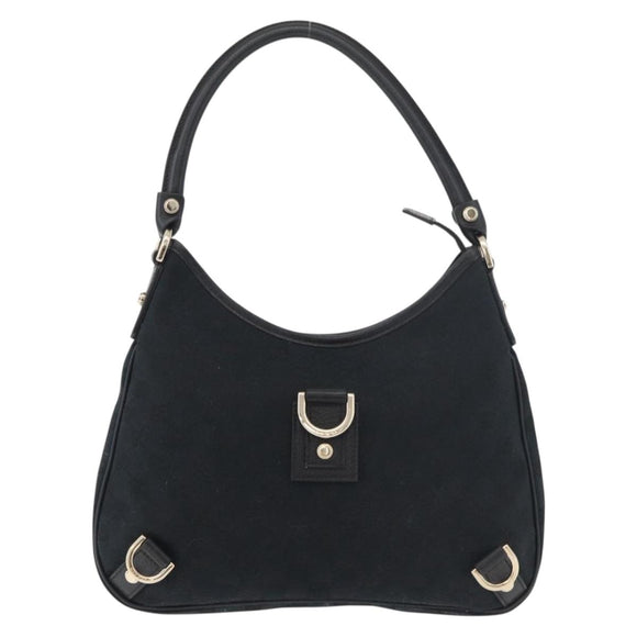 GUCCI Abbey GG Canvas Shoulder Bag Black Gold 130738 Auth 179375A