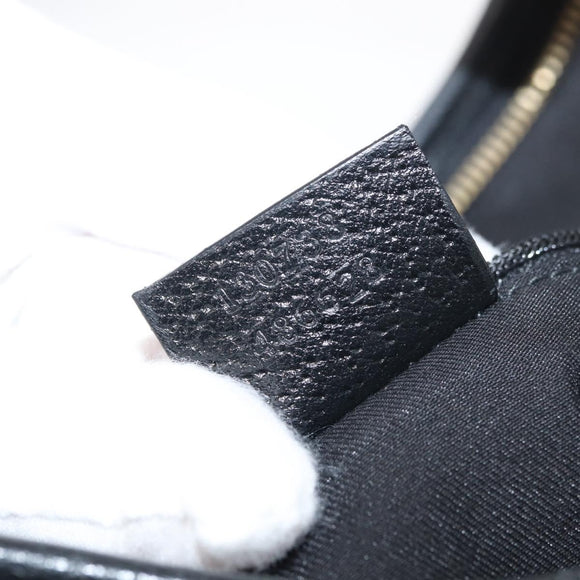 GUCCI Abbey GG Canvas Shoulder Bag Black Gold 130738 Auth 179375A