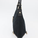 GUCCI Abbey GG Canvas Shoulder Bag Black Gold 130738 Auth 179375A-4