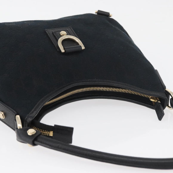 GUCCI Abbey GG Canvas Shoulder Bag Black Gold 130738 Auth 179375A