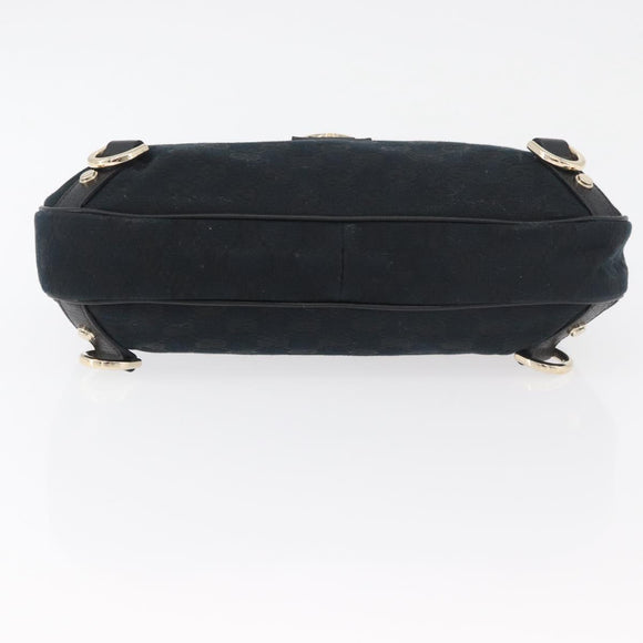 GUCCI Abbey GG Canvas Shoulder Bag Black Gold 130738 Auth 179375A