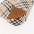 BURBERRY Nova Check Blue Label Shoulder Bag Canvas Beige Silver Auth 179380A-10