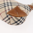 BURBERRY Nova Check Blue Label Shoulder Bag Canvas Beige Silver Auth 179380A-11