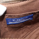 BURBERRY Nova Check Blue Label Shoulder Bag Canvas Beige Silver Auth 179380A-15