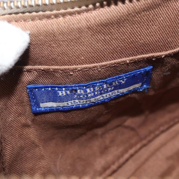 BURBERRY Nova Check Blue Label Shoulder Bag Canvas Beige Silver Auth 179380A