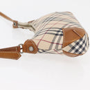 BURBERRY Nova Check Blue Label Shoulder Bag Canvas Beige Silver Auth 179380A-5