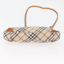 BURBERRY Nova Check Blue Label Shoulder Bag Canvas Beige Silver Auth 179380A-9