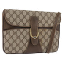 GUCCI GG Supreme Shoulder Bag PVC Beige Gold Auth 179384-1