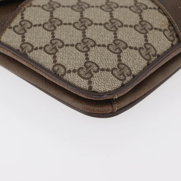 GUCCI GG Supreme Shoulder Bag PVC Beige Gold Auth 179384