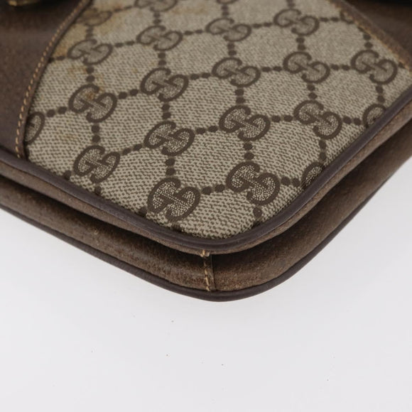 GUCCI GG Supreme Shoulder Bag PVC Beige Gold Auth 179384