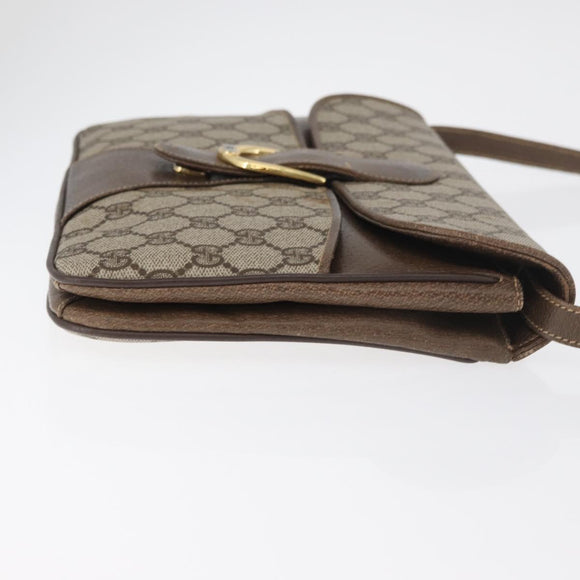 GUCCI GG Supreme Shoulder Bag PVC Beige Gold Auth 179384