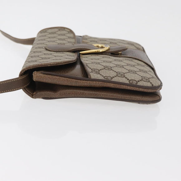 GUCCI GG Supreme Shoulder Bag PVC Beige Gold Auth 179384
