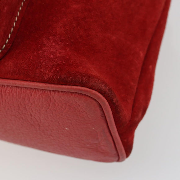 GUCCI Bamboo Backpack Suede Red Gold 003 1956 0030 Auth 179385