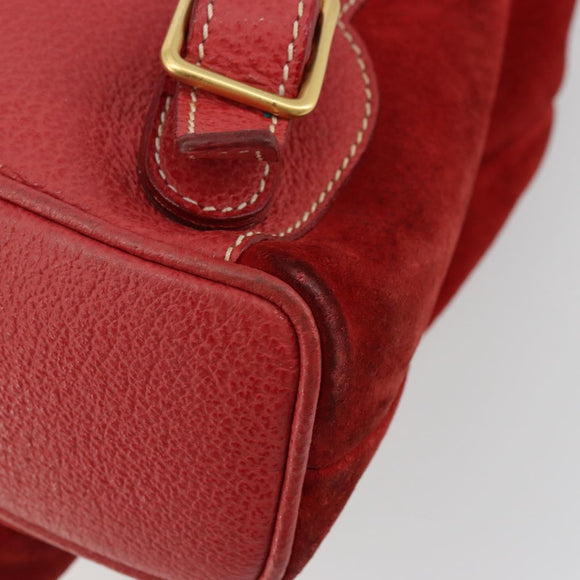 GUCCI Bamboo Backpack Suede Red Gold 003 1956 0030 Auth 179385