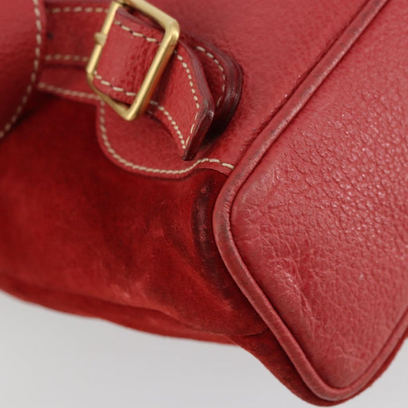 GUCCI Bamboo Backpack Suede Red Gold 003 1956 0030 Auth 179385