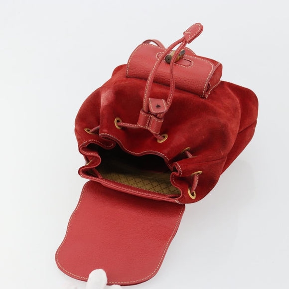GUCCI Bamboo Backpack Suede Red Gold 003 1956 0030 Auth 179385