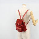 GUCCI Bamboo Backpack Suede Red Gold 003 1956 0030 Auth 179385-29