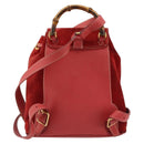 GUCCI Bamboo Backpack Suede Red Gold 003 1956 0030 Auth 179385-3