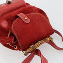 GUCCI Bamboo Backpack Suede Red Gold 003 1956 0030 Auth 179385-6