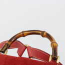 GUCCI Bamboo Backpack Suede Red Gold 003 1956 0030 Auth 179385-8