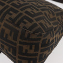 FENDI Zucca Canvas Mamma Baguette Schoudertas Zwart Bruin Auth 179387V-17
