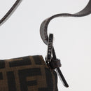 FENDI Zucca Canvas Mamma Baguette Schoudertas Zwart Bruin Auth 179387V-18