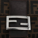 FENDI Zucca Canvas Mamma Baguette Schoudertas Zwart Bruin Auth 179387V-19
