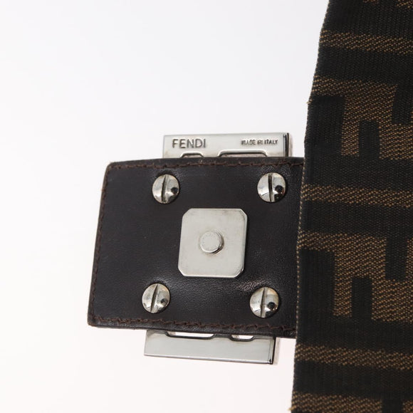 FENDI Zucca Canvas Mamma Baguette Schoudertas Zwart Bruin Auth 179387V