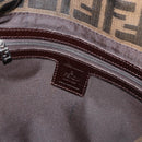 FENDI Zucca Canvas Mamma Baguette Schoudertas Zwart Bruin Auth 179387V-21