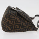 FENDI Zucca Canvas Mamma Baguette Schoudertas Zwart Bruin Auth 179387V-3