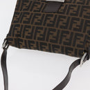 FENDI Zucca Canvas Mamma Baguette Schoudertas Zwart Bruin Auth 179387V-6