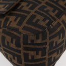 FENDI Zucca Canvas Mamma Baguette Shoulder Bag Black Brown Auth 179388SAV-10
