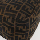 FENDI Zucca Canvas Mamma Baguette Shoulder Bag Black Brown Auth 179388SAV-12