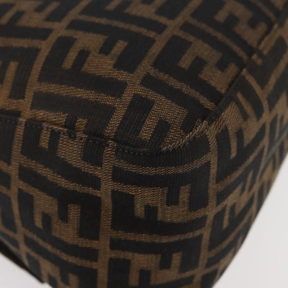 FENDI Zucca Canvas Mamma Baguette Shoulder Bag Black Brown Auth 179388SAV