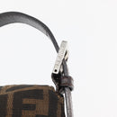 FENDI Zucca Canvas Mamma Baguette Shoulder Bag Black Brown Auth 179388SAV-14