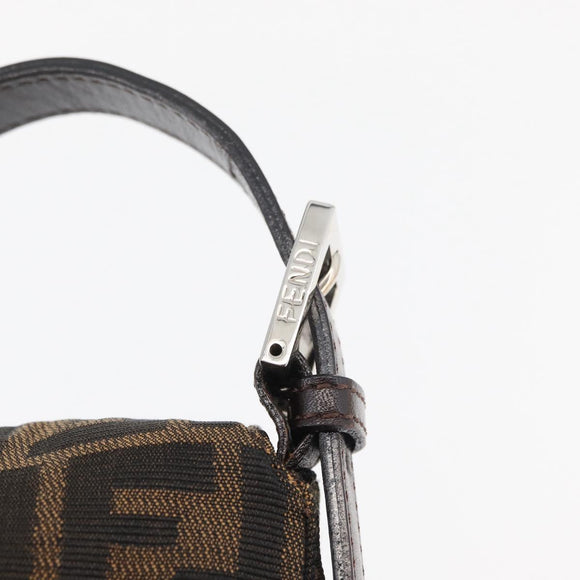 FENDI Zucca Canvas Mamma Baguette Shoulder Bag Black Brown Auth 179388SAV