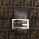 FENDI Zucca Canvas Mamma Baguette Shoulder Bag Black Brown Auth 179388SAV-15