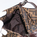 FENDI Zucca Canvas Mamma Baguette Shoulder Bag Black Brown Auth 179388SAV-20