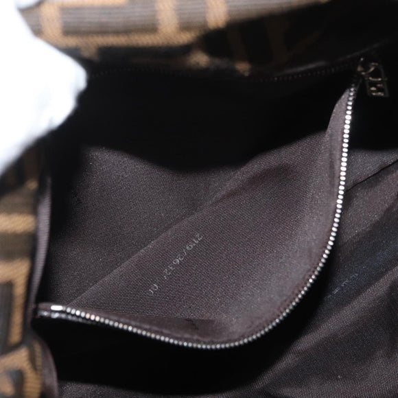 FENDI Zucca Canvas Mamma Baguette Shoulder Bag Black Brown Auth 179388SAV