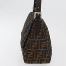 FENDI Zucca Canvas Mamma Baguette Shoulder Bag Black Brown Auth 179388SAV-4