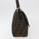 FENDI Zucca Canvas Mamma Baguette Shoulder Bag Black Brown Auth 179388SAV-5