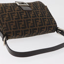 FENDI Zucca Canvas Mamma Baguette Shoulder Bag Black Brown Auth 179388SAV-6
